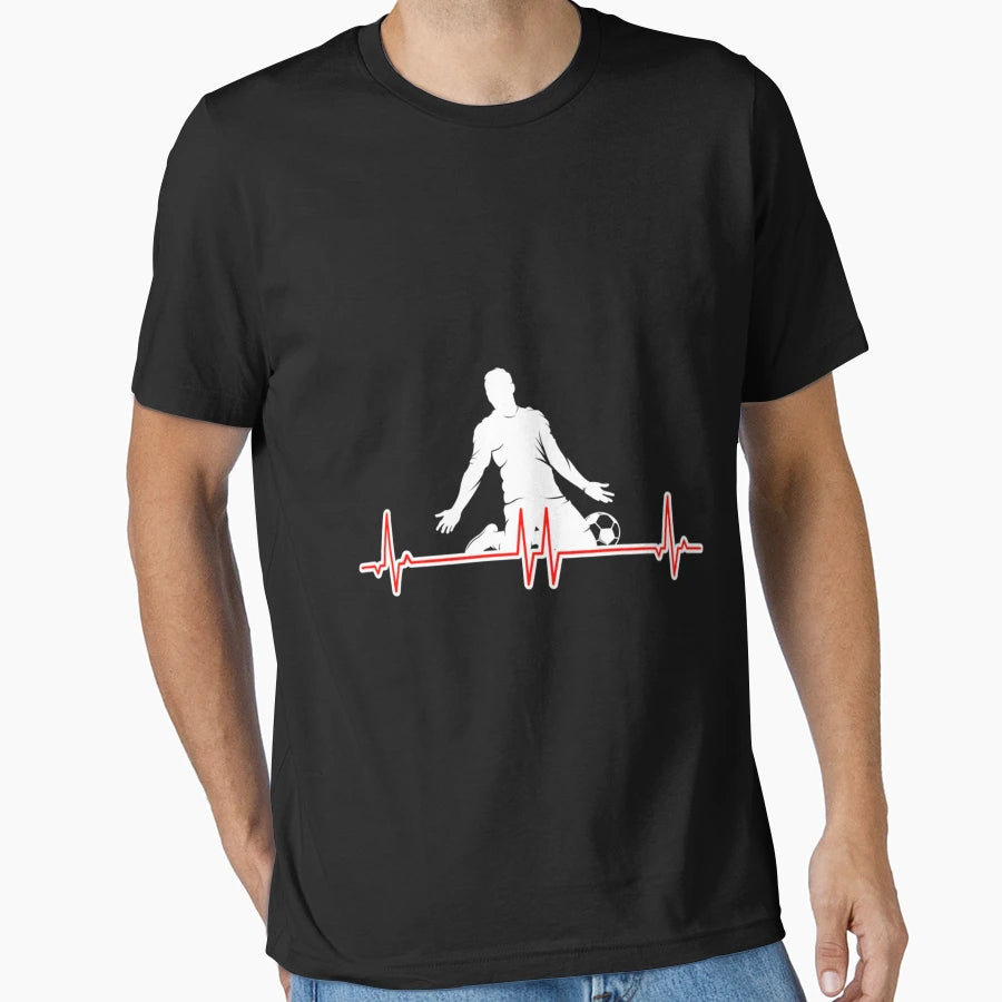 Heartbeat Soccer Football Player T-Shirt - Minimalist Print for Adults - T-Shirt, Sweatshirt, Hoodie