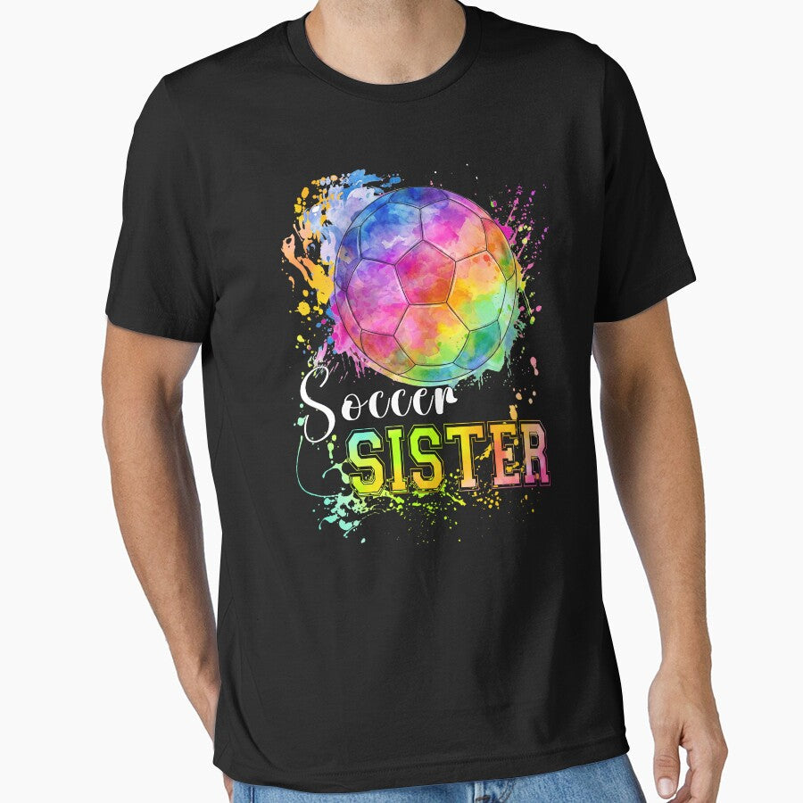 Rainbow Watercolor Soccer Sister by LarryMBrown - Adult & Kids T-Shirts, Sweatshirts & Hoodies apparel design preview 1