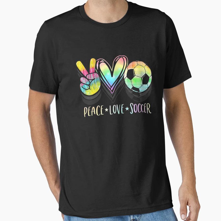 Peace Love Soccer Heart Ball T-Shirt - Casual Everyday Wear for Adults - T-Shirt, Sweatshirt, Hoodie