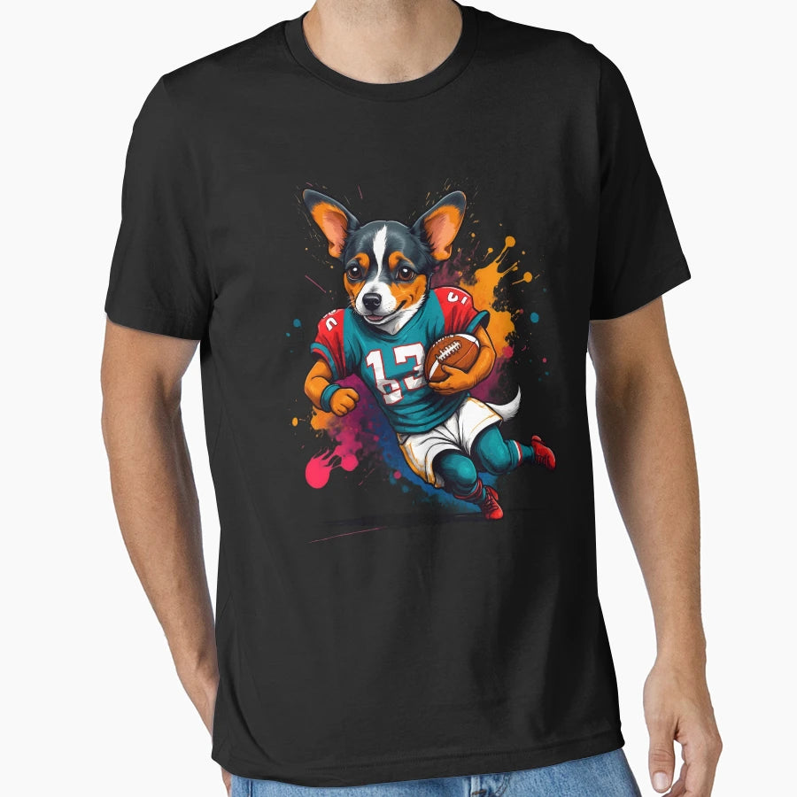 Corgi Dog Playing American Football T-Shirt - Aesthetic Graphic Men Women - T-Shirt, Sweatshirt, Hoodie