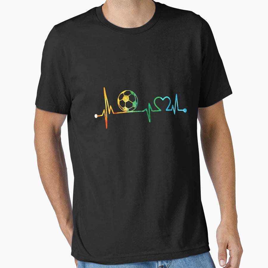 Soccer Heartbeat Watercolor T-Shirt - Casual Everyday Wear for Adults - T-Shirt, Sweatshirt, Hoodie