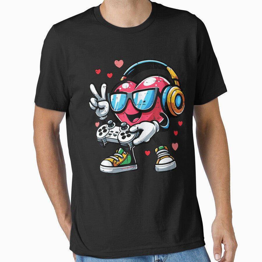 Valentines Day Gamer Heart Gaming Boys Kids Men Youth - Adult & Kids T-Shirts, Sweatshirts & Hoodies apparel design preview 1