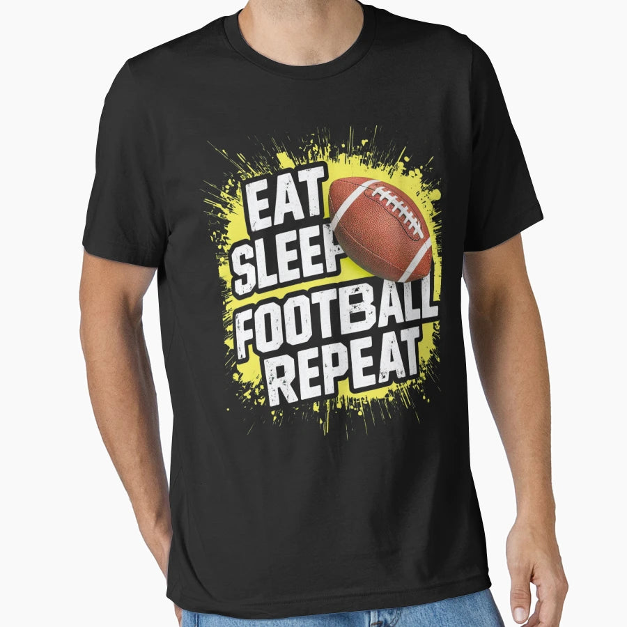 Paint Splat Eat Sleep Football Repeat T-Shirt - Streetwear Style Men Women - T-Shirt, Sweatshirt, Hoodie