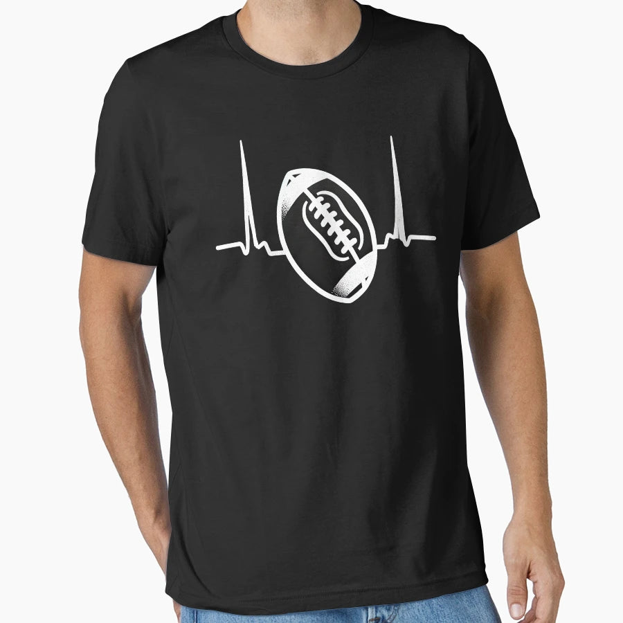 Gridiron Pulse Heartbeat Football T-Shirt - Unique Graphic for Adults - T-Shirt, Sweatshirt, Hoodie