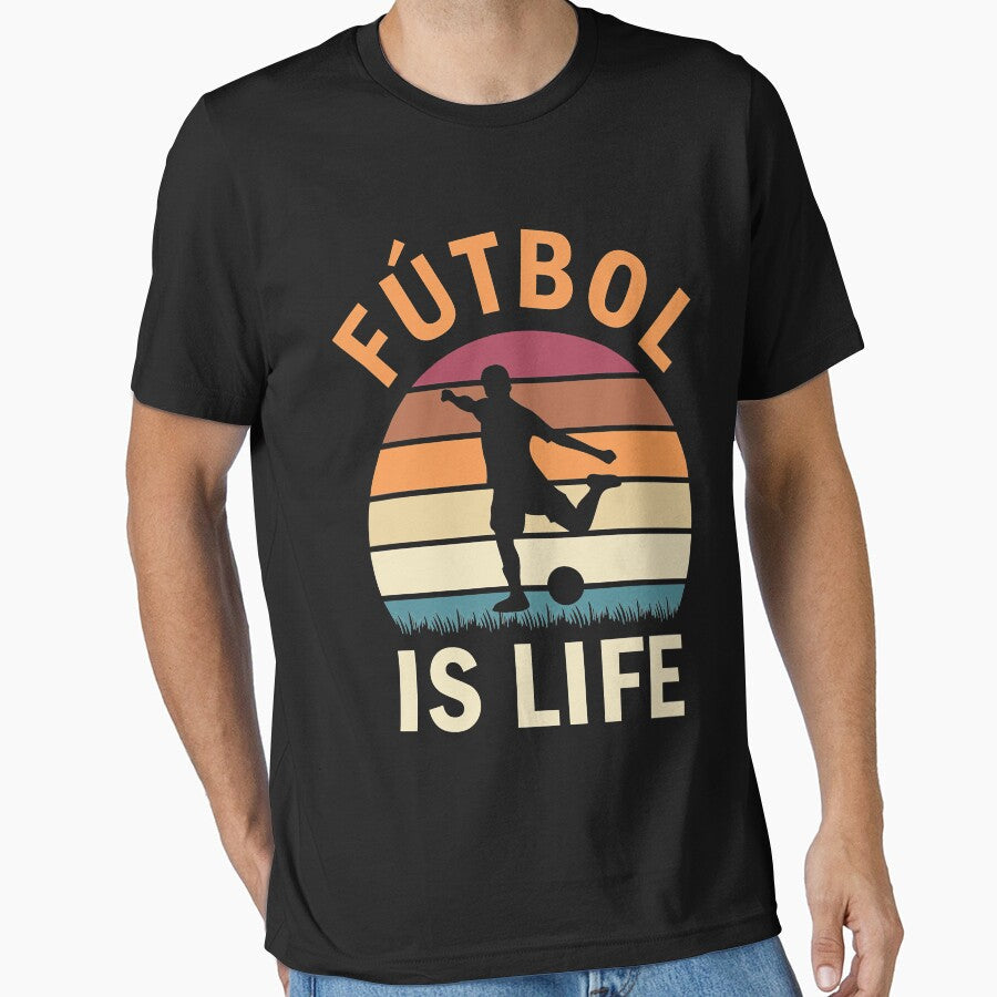 Fútbol Is Life Football and Soccer Lover Vintage - Adult & Kids T-Shirts, Sweatshirts & Hoodies apparel design preview 1