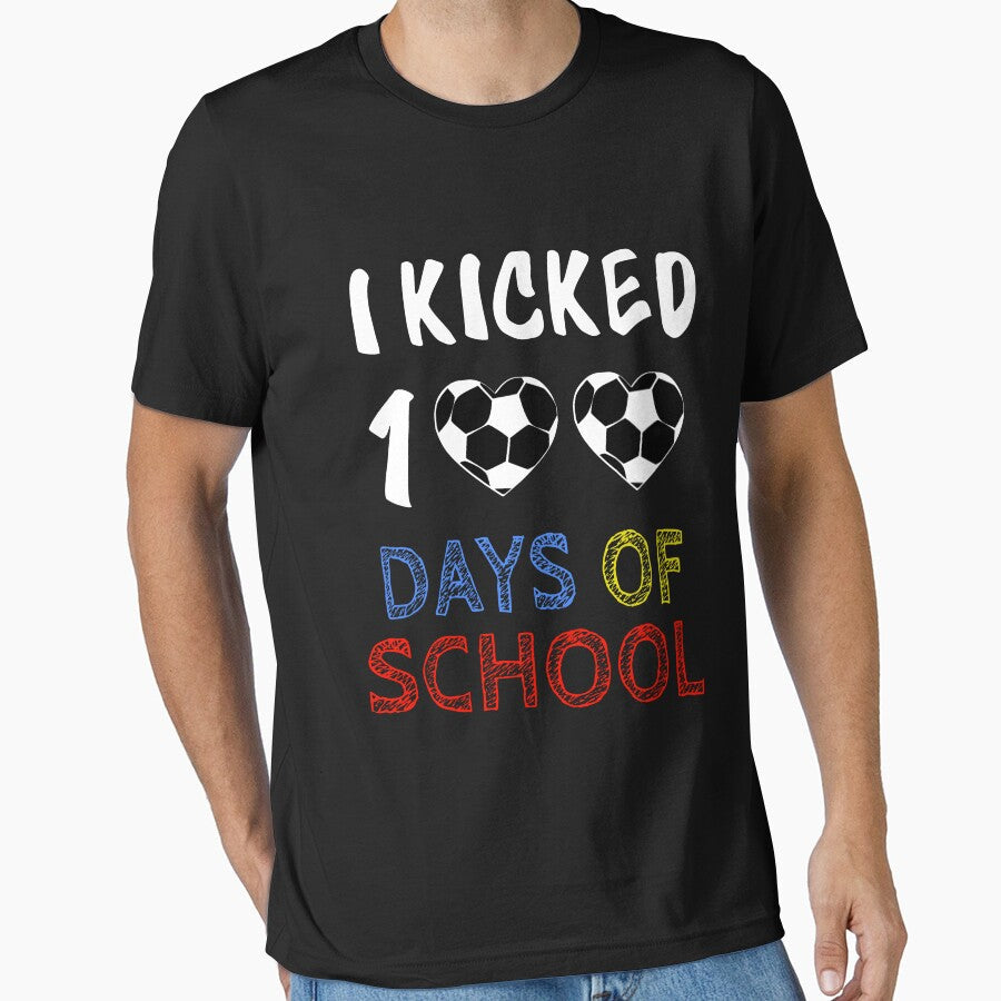 I Kicked 100 Days Of School Soccer Player by ARTZ84 - Adult & Kids T-Shirts, Sweatshirts & Hoodies apparel design preview 1