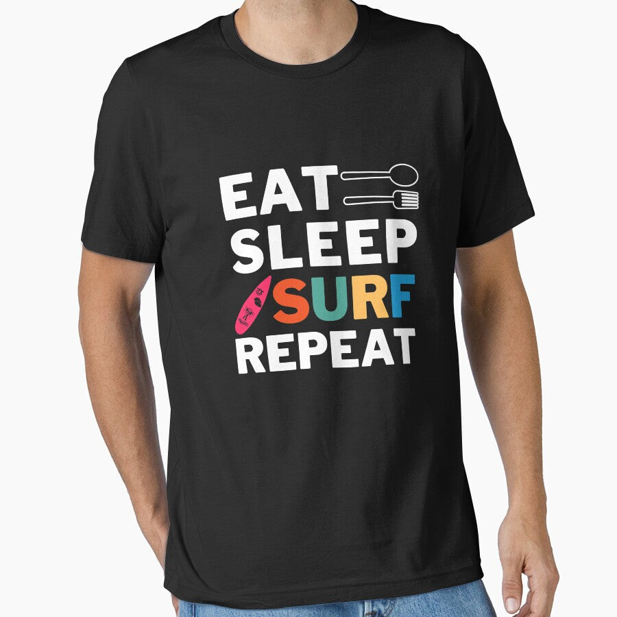 Eat Sleep Surf Repeat by JooArtPrints - Adult & Kids T-Shirts, Sweatshirts & Hoodies apparel design preview 1