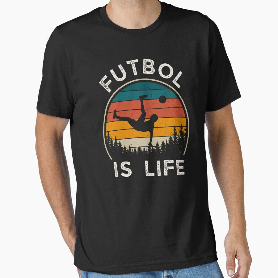 Futbol is life Retro vintage for soccer lovers - Adult & Kids T-Shirts, Sweatshirts & Hoodies apparel design preview 1