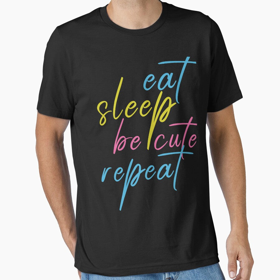 Eat Sleep BeCute Repeat, Game Beach Play Edit by - Adult & Kids T-Shirts, Sweatshirts & Hoodies apparel design preview 1