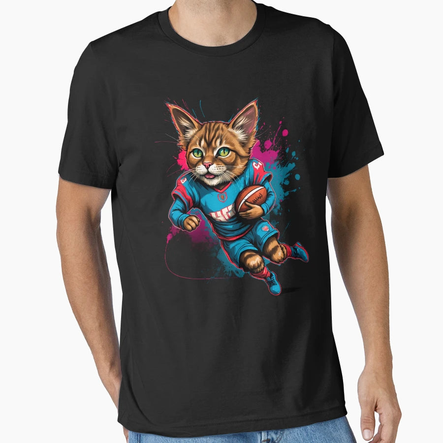 American Shorthair Cat Playing American T-Shirt - Unique Graphic Men Women - T-Shirt, Sweatshirt, Hoodie