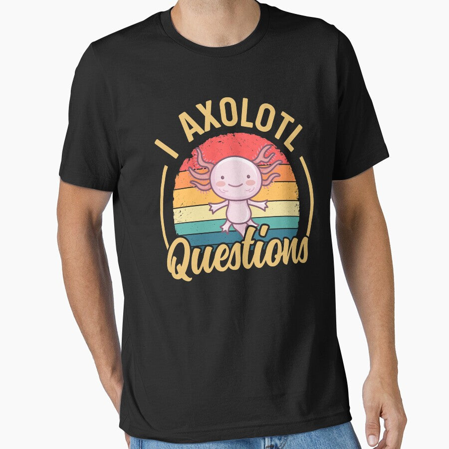 I Axolotl Questions Funny Retro Vintage Sunset Design - Adult & Kids T-Shirts, Sweatshirts & Hoodies apparel design preview 1