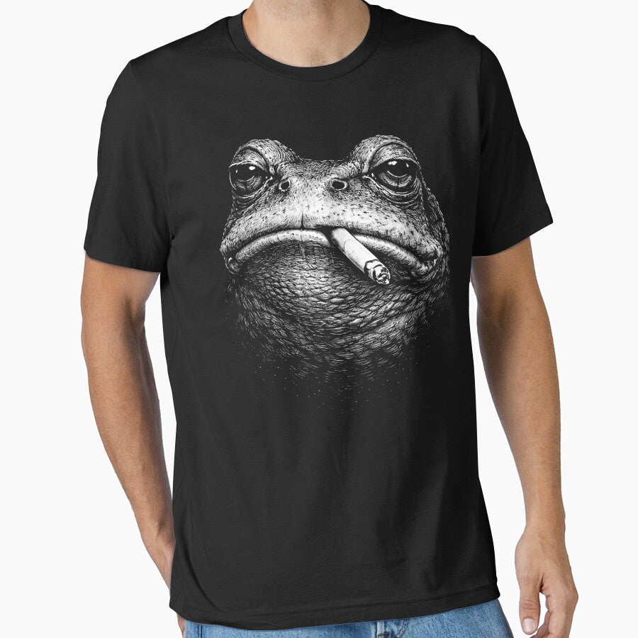 Frog Smoking Cigarette Funny Meme by Kladhadredo - Adult & Kids T-Shirts, Sweatshirts & Hoodies apparel design preview 1