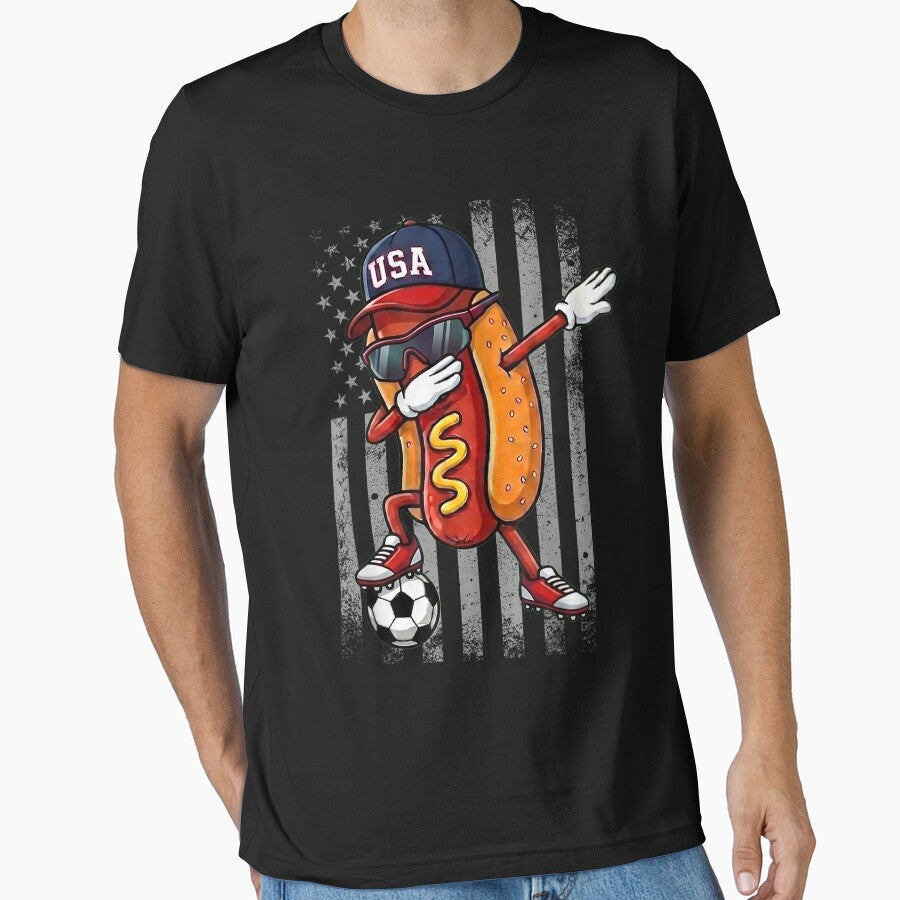 Hot Dog Dabbing Funny Soccer Boys Girls Kids Men - Adult & Kids T-Shirts, Sweatshirts & Hoodies apparel design preview 1