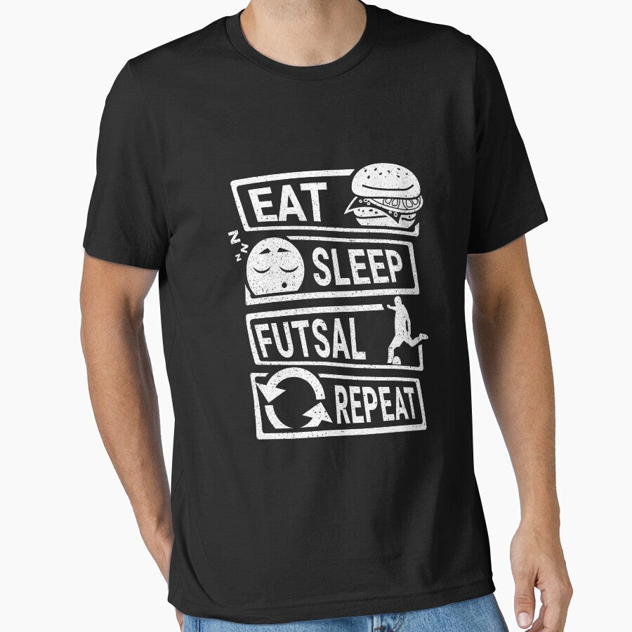 Eat Sleep Futsal Repeat Lover by UssefDesigns - Adult & Kids T-Shirts, Sweatshirts & Hoodies apparel design preview 1