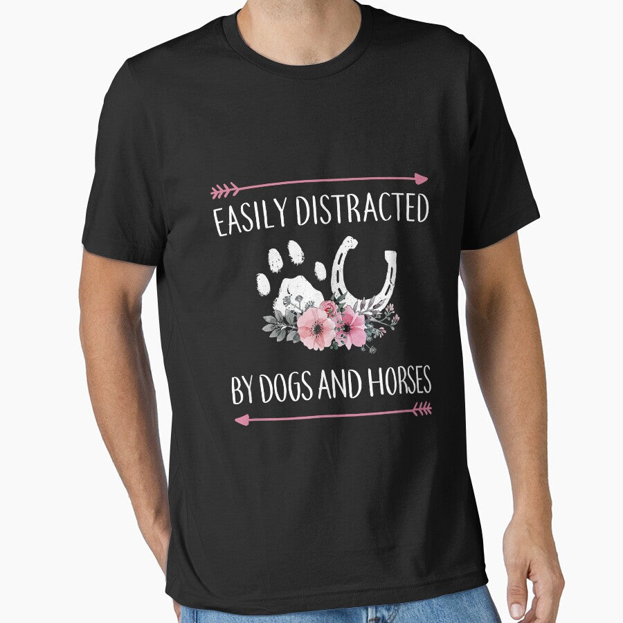 Horse For Women Easily Distracted By Dogs And Horses - Adult & Kids T-Shirts, Sweatshirts & Hoodies apparel design preview 1