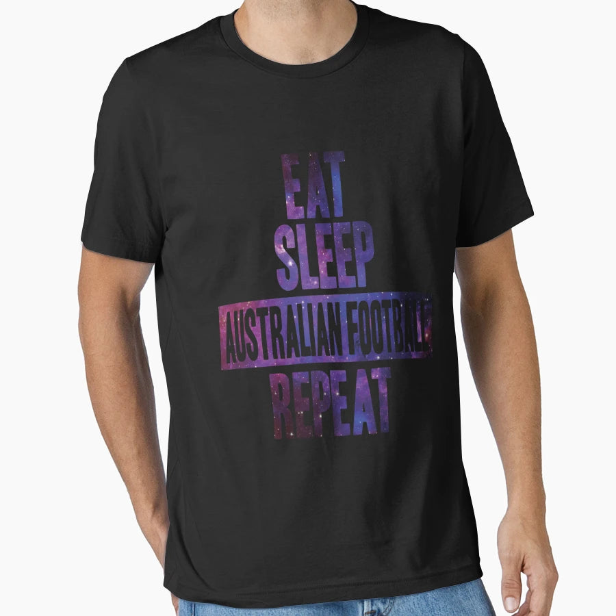 Eat Sleep Australian Football Repeat T-Shirt - Custom Art Print for Adults - T-Shirt, Sweatshirt, Hoodie