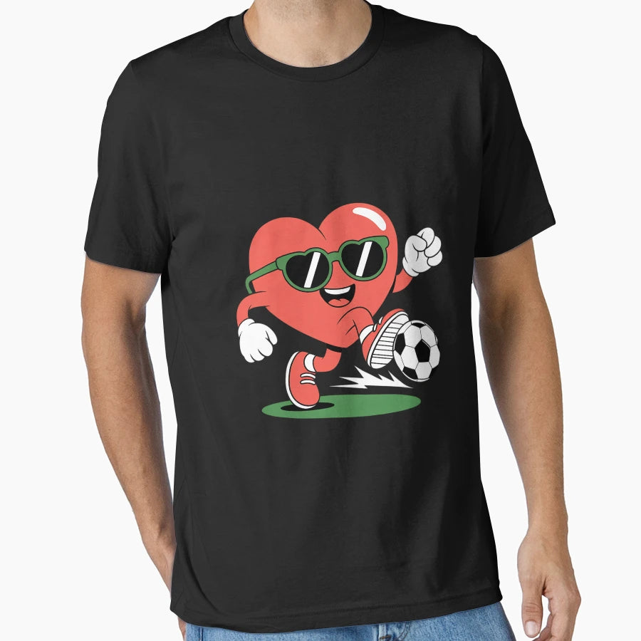 Heart Playing Soccer Valentines Day T-Shirt - Trendy Graphic Men Women - T-Shirt, Sweatshirt, Hoodie