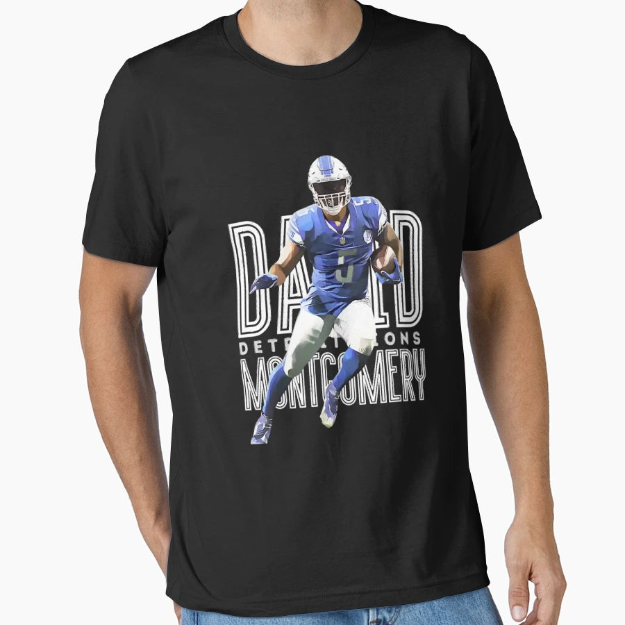 David Montgomery Lions Football T-Shirt - Minimalist Print Men Women - T-Shirt, Sweatshirt, Hoodie