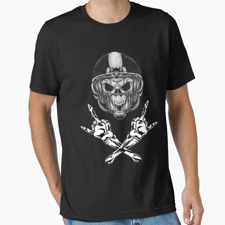 Football Helmet Skeleton Skull Head T-Shirt - Fun Novelty Design Men Women - T-Shirt, Sweatshirt, Hoodie