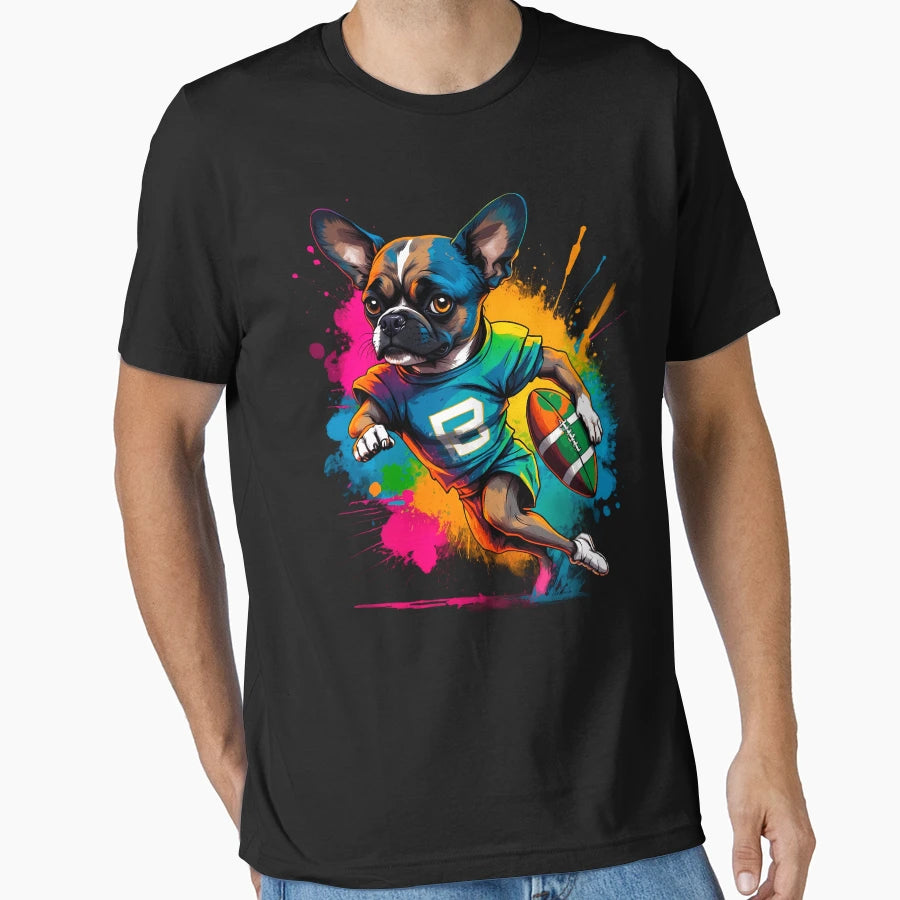 Boxer Dog Playing American Football T-Shirt - Custom Art Print Men Women - T-Shirt, Sweatshirt, Hoodie