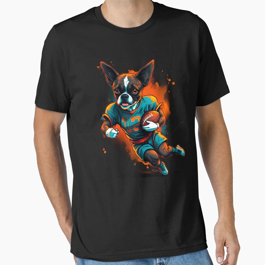 Boxer Dog Playing American Football T-Shirt - Graphic Print Men Women - T-Shirt, Sweatshirt, Hoodie