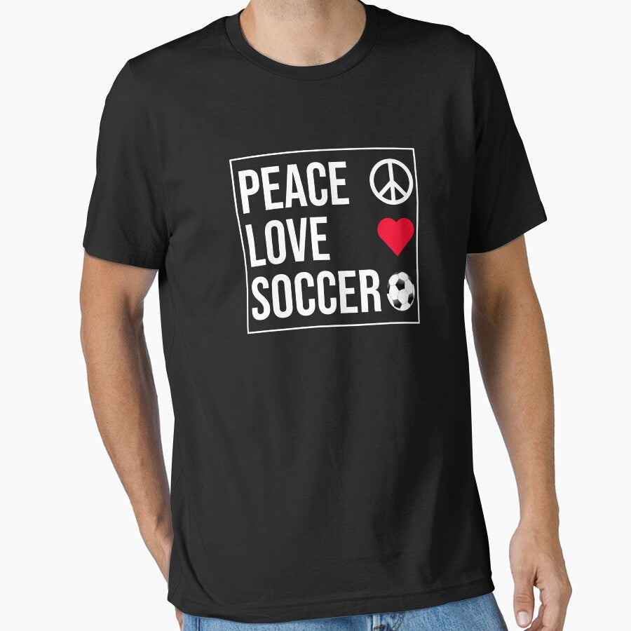 Peace Love Soccer by CatArtStore - Adult & Kids T-Shirts, Sweatshirts & Hoodies apparel design preview 1