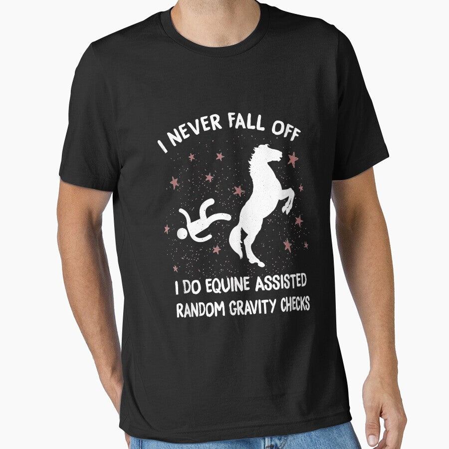 Horse Equine Assisted Gravity Checks Funny by - Adult & Kids T-Shirts, Sweatshirts & Hoodies apparel design preview 1