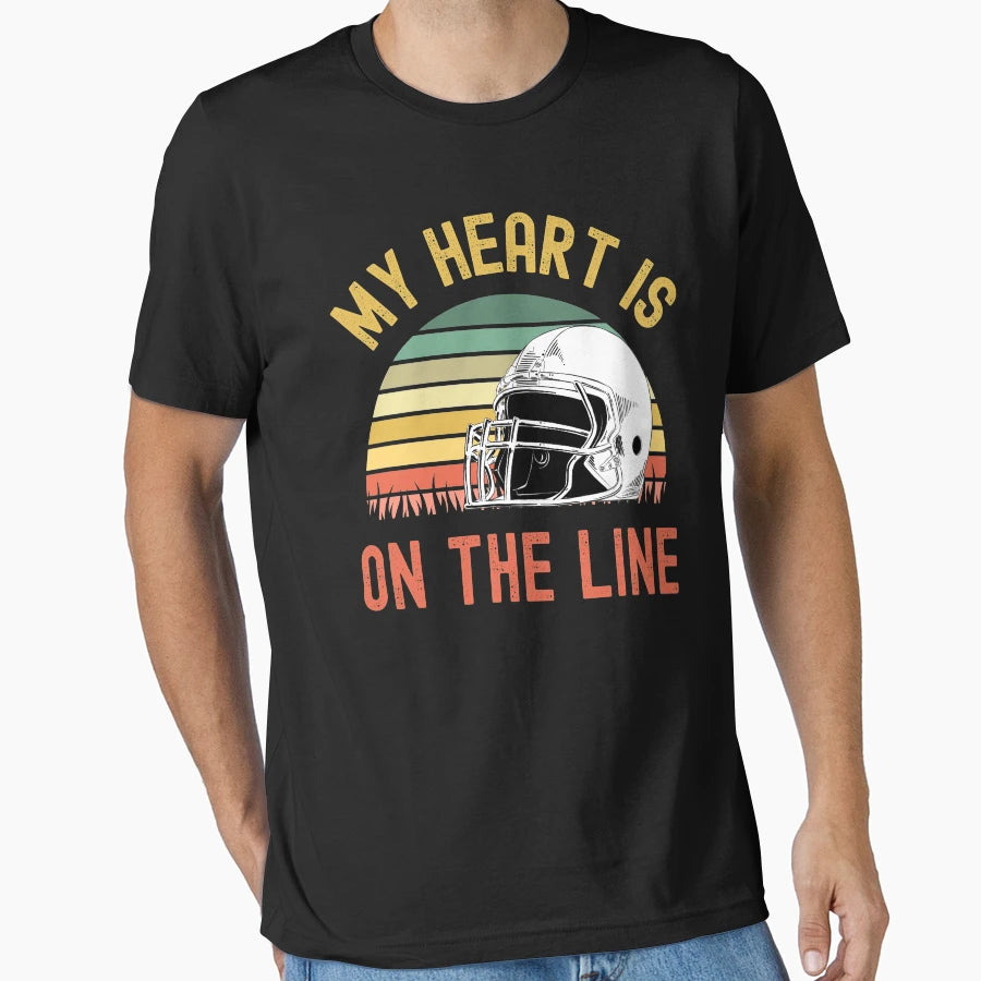 My Heart Is Line Football Offense T-Shirt - Graphic Print for Adults - T-Shirt, Sweatshirt, Hoodie
