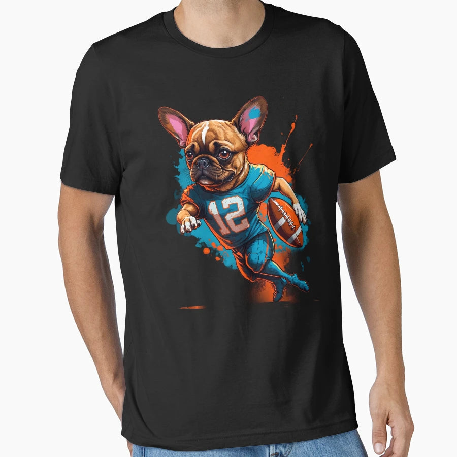 French Bulldog Playing American T-Shirt - Streetwear Style Men Women - T-Shirt, Sweatshirt, Hoodie