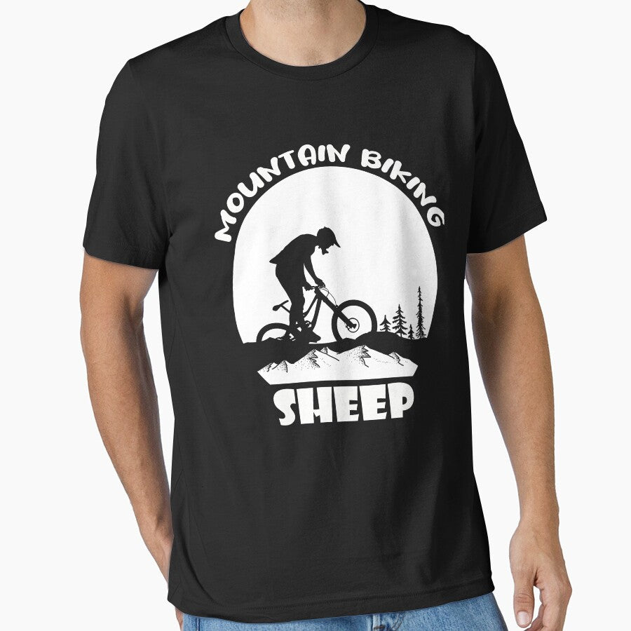 Mountain Biking Sheep Funny Quote Bikes by peachyline - Adult & Kids T-Shirts, Sweatshirts & Hoodies apparel design preview 1