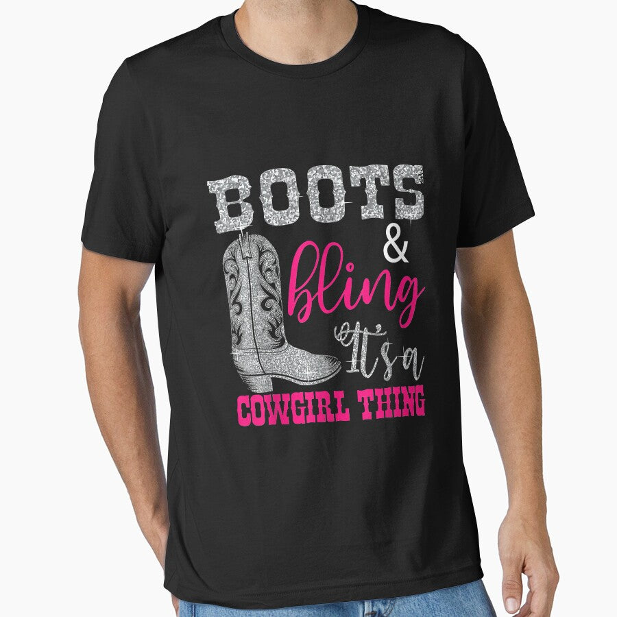 Funny Cowgirl Boots Bling Women Gift Cute Love - Adult & Kids T-Shirts, Sweatshirts & Hoodies apparel design preview 1