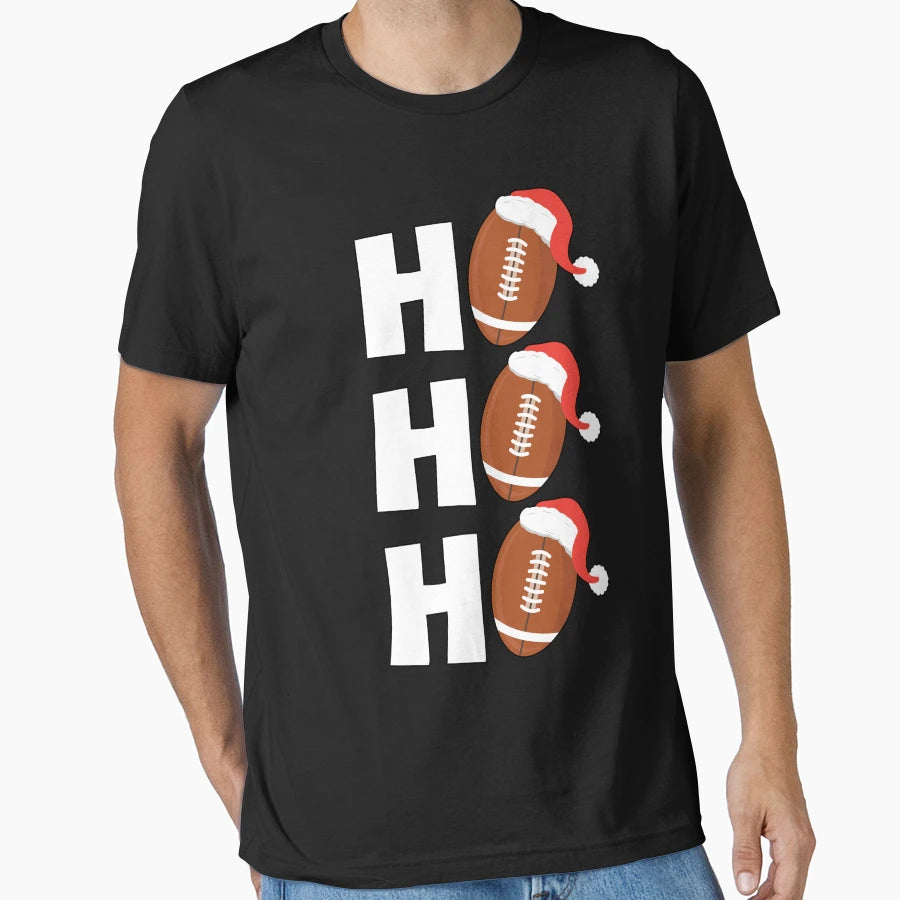Ho Ho Ho Football Chritsmas T-Shirt - Novelty Apparel Unisex - T-Shirt, Sweatshirt, Hoodie