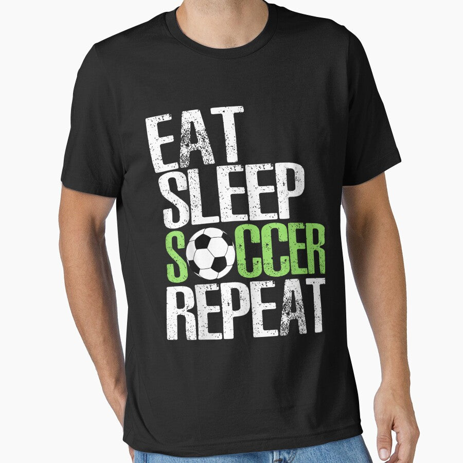 Eat Sleep Soccer Repeat Cool Sport Player Gift by - Adult & Kids T-Shirts, Sweatshirts & Hoodies apparel design preview 1