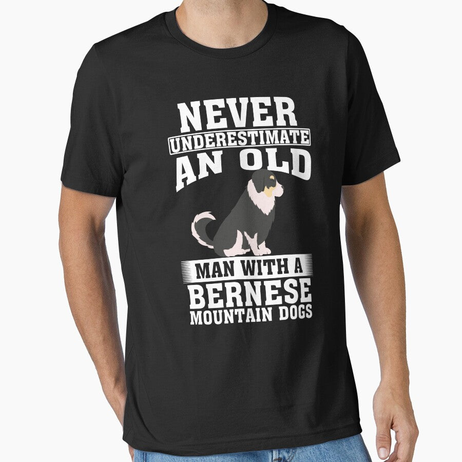 Never Underestimate an Old Man with Bernese Mountain - Adult & Kids T-Shirts, Sweatshirts & Hoodies apparel design preview 1