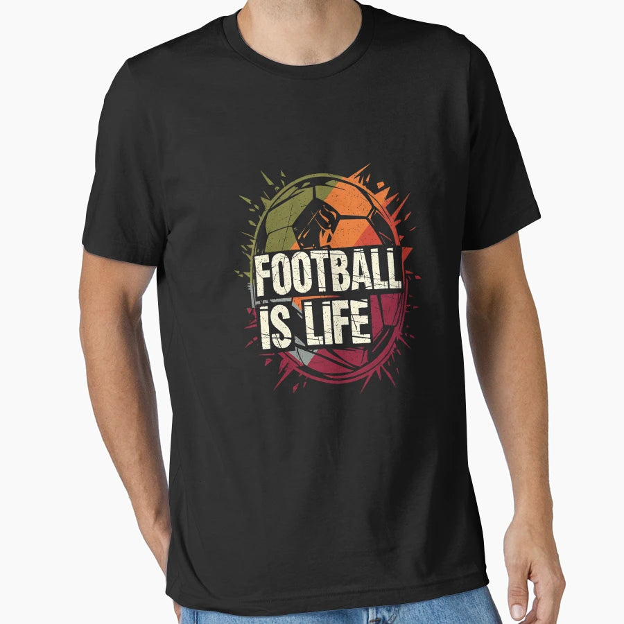 Football Is Life Grunge Soccer Ball T-Shirt - Novelty Apparel Unisex - T-Shirt, Sweatshirt, Hoodie