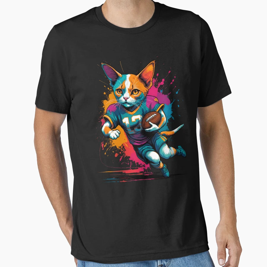 Shorthair Calico Cat Playing American T-Shirt - Unique Graphic Men Women - T-Shirt, Sweatshirt, Hoodie