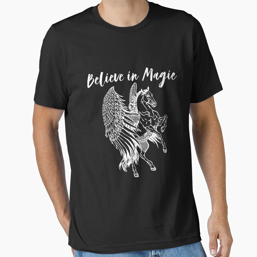 Flying Pegasus Horse BELIEVE IN MAGIC Fairy Tales - Adult & Kids T-Shirts, Sweatshirts & Hoodies apparel design preview 1