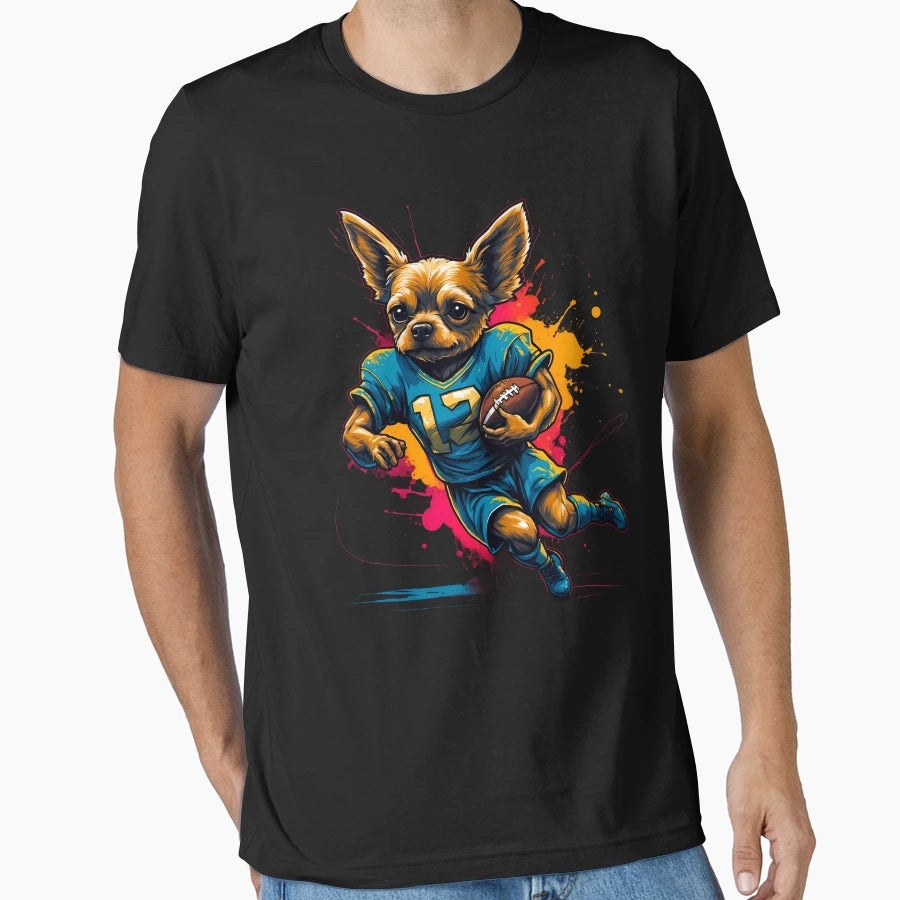 Yorkshire Terrier Dog Playing American T-Shirt - Minimalist Print Unisex - T-Shirt, Sweatshirt, Hoodie