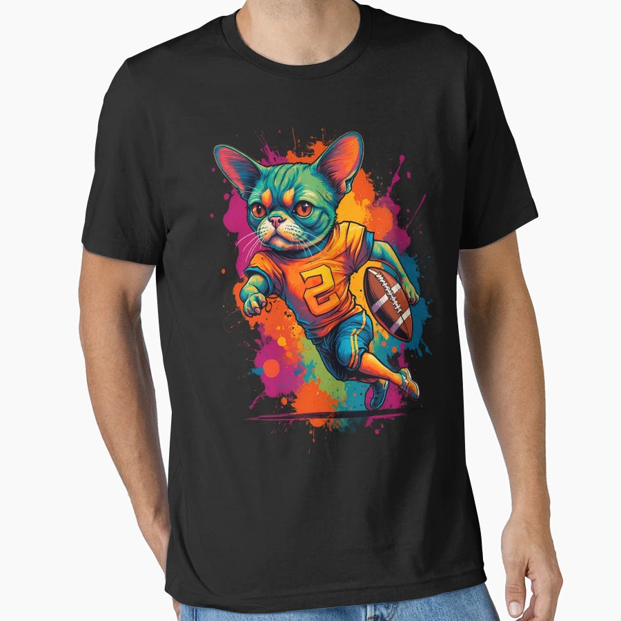 Grumpy Persian Cat Playing American T-Shirt - Unique Graphic Unisex - T-Shirt, Sweatshirt, Hoodie