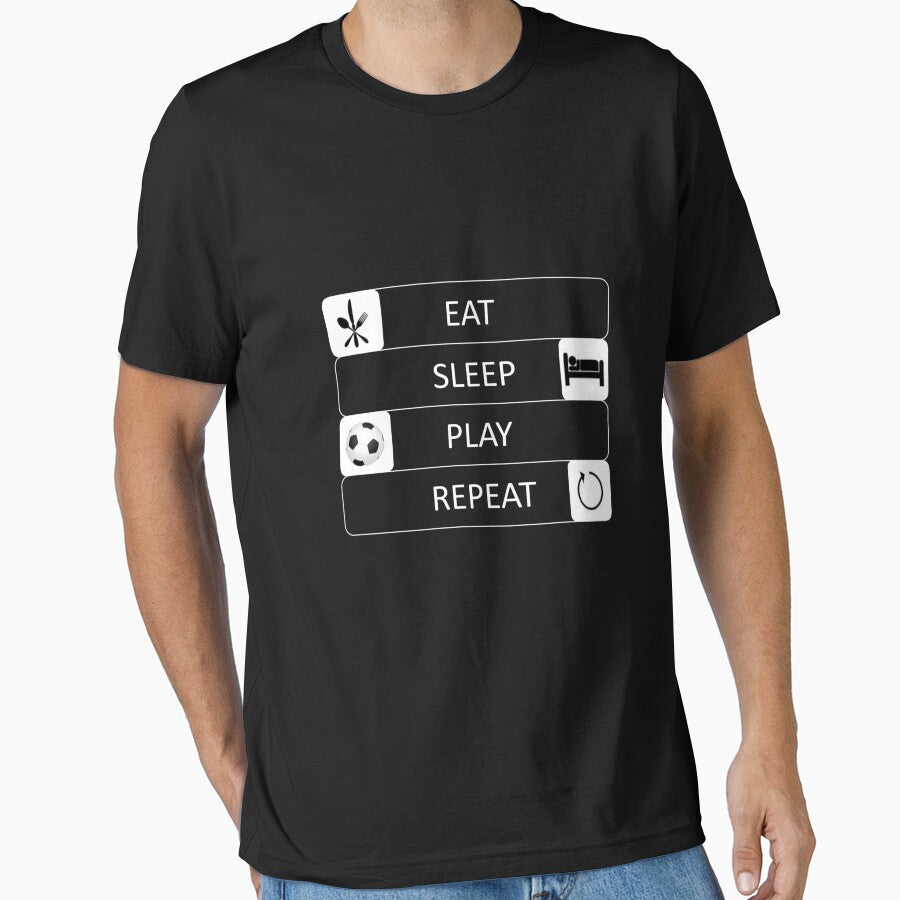 Eat Sleep Play Repeat Soccer Football by AndiHK - Adult & Kids T-Shirts, Sweatshirts & Hoodies apparel design preview 1