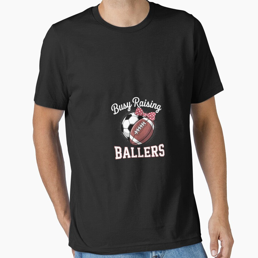 Busy Raising Ballers Football Soccer Mom by - Adult & Kids T-Shirts, Sweatshirts & Hoodies apparel design preview 1