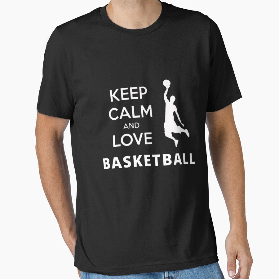 Keep calm and love basketball for lovers gifts by - Adult & Kids T-Shirts, Sweatshirts & Hoodies apparel design preview 1