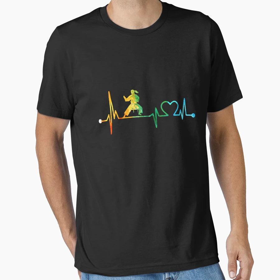 Karate Heartbeat Watercolor T-Shirt - Custom Art Print Men Women - T-Shirt, Sweatshirt, Hoodie