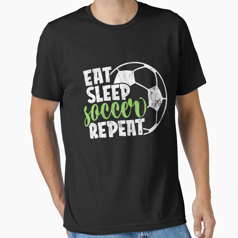 Eat Sleep Soccer Repeat Funny Cool Sport Player by - Adult & Kids T-Shirts, Sweatshirts & Hoodies apparel design preview 1