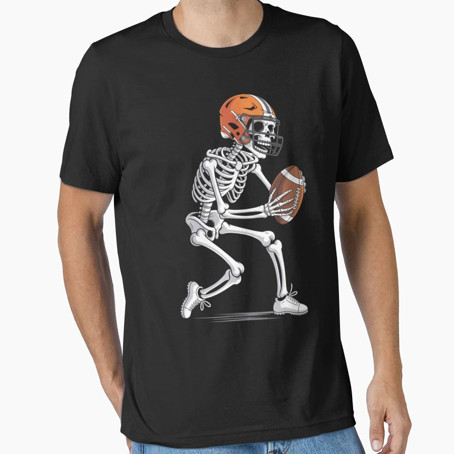 Skeleton Football Halloween T-Shirt - Aesthetic Graphic Unisex - T-Shirt, Sweatshirt, Hoodie