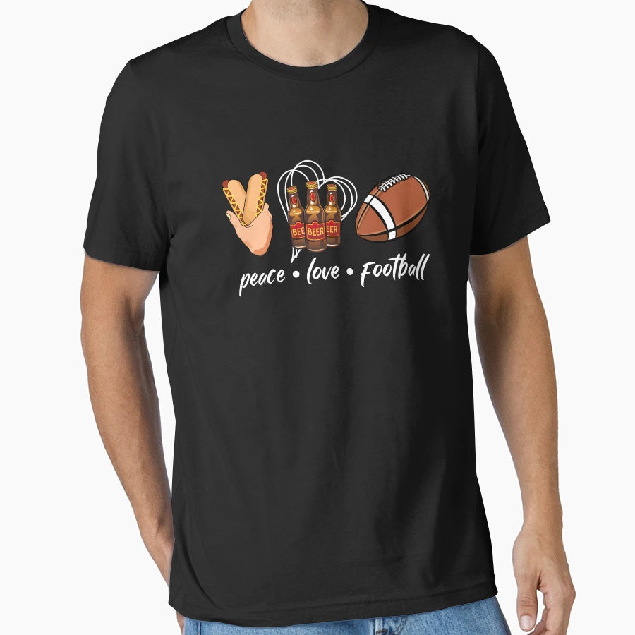 Funny Peace Love Football T-Shirt - Custom Art Print Men Women - T-Shirt, Sweatshirt, Hoodie