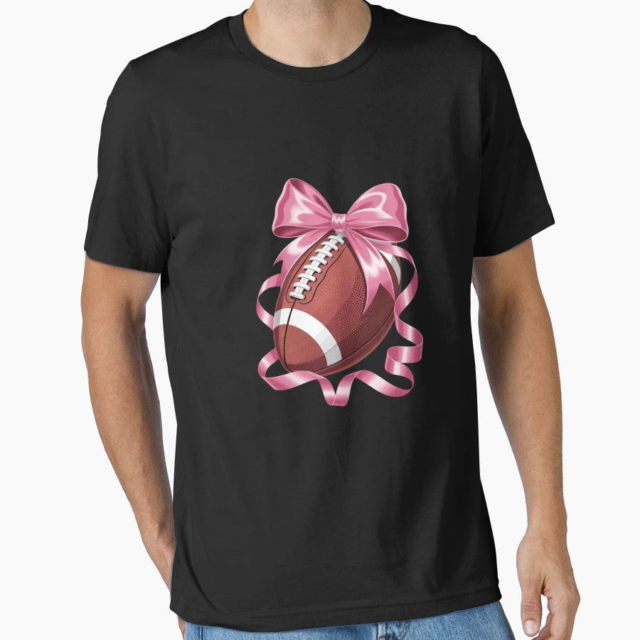 Coquette Bow Football Player American T-Shirt - Custom Art Print Men Women - T-Shirt, Sweatshirt, Hoodie