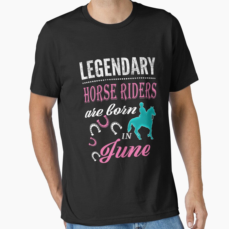 Cute Horse riding Legends are born in June by - Adult & Kids T-Shirts, Sweatshirts & Hoodies apparel design preview 1