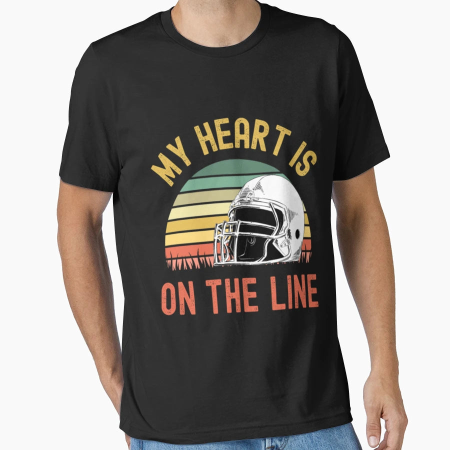 My Heart Is Line Football Offense T-Shirt - Fun Novelty Design Men Women - T-Shirt, Sweatshirt, Hoodie