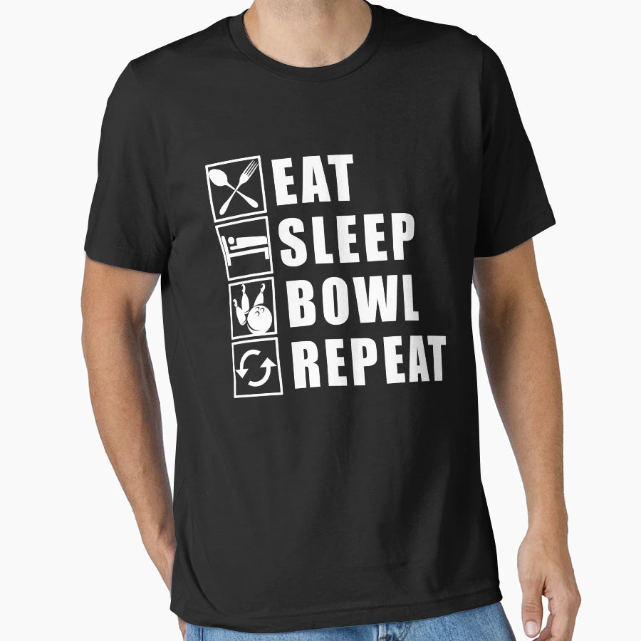 Eat Sleep Bowl Repeat T-Shirt - Trendy Graphic for Adults - T-Shirt, Sweatshirt, Hoodie